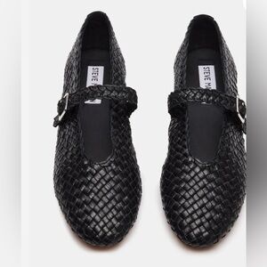 NWOB Steve Madden Dreaming woven Maryjane Black Flats size 11